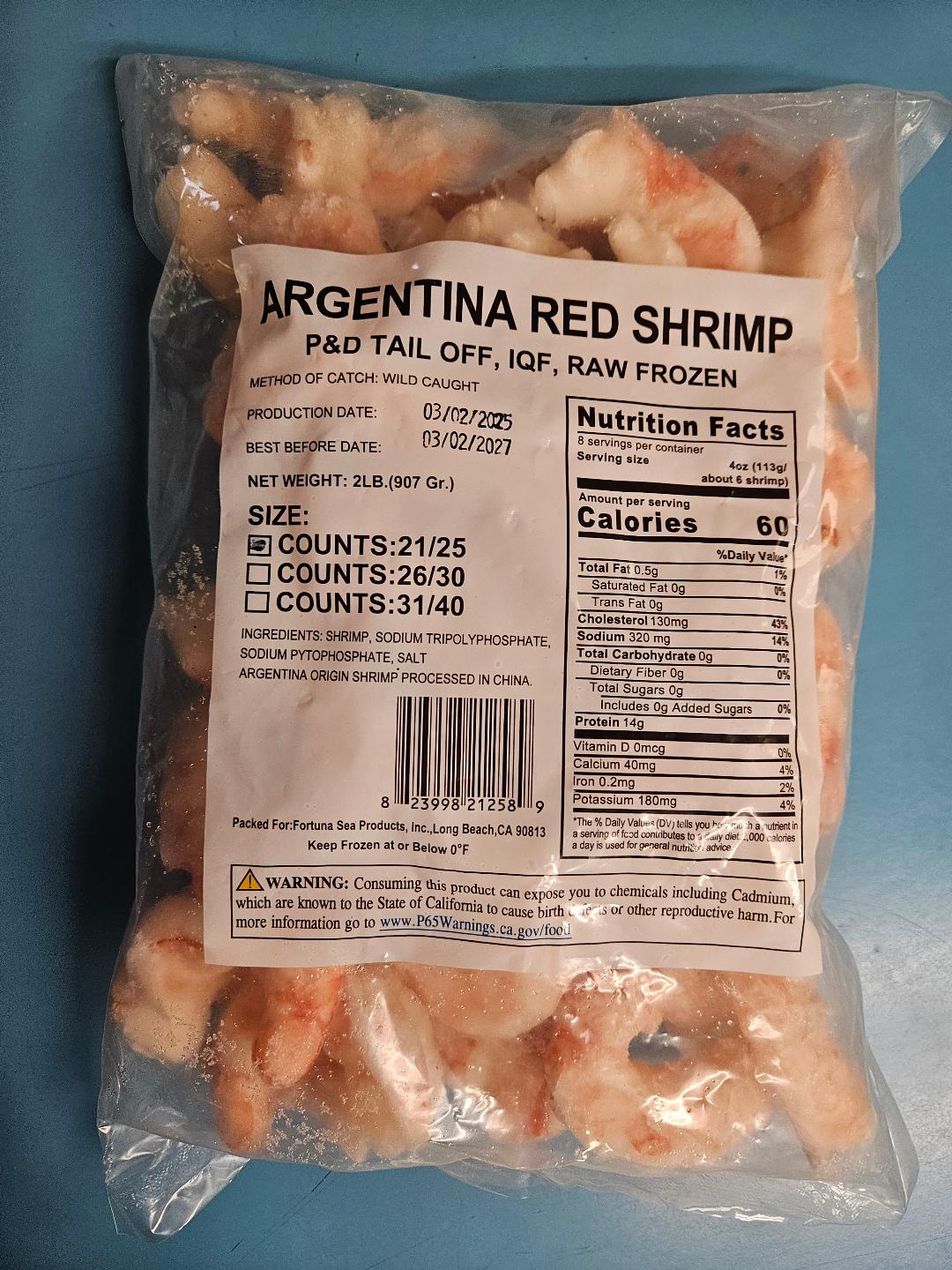 Raw P&D Shrimp (21-25ct) Argentina, Wild - 2lb