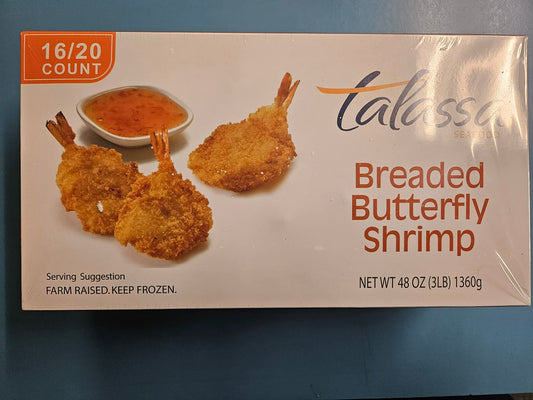 16-20ct Raw Breaded Fantail Shrimp - 3 lb. Box